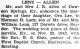 Wedding announcement of Herman R. Lenz and Ora Lee Allen (Amherst Bee, 17 Dec 1942, page 12)