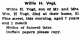 Death notice of Willie H. Vogt (Lockport Daily Journal, 26 April 1905, page 5)
